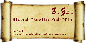 Blazsékovits Zsófia névjegykártya